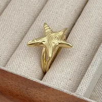 Retro Marine Style Classic Style Starfish Conch Fish Copper Asymmetrical 18K Gold Plated Women's Open Rings main image 8