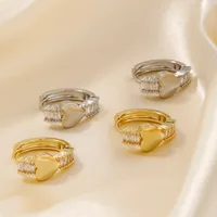 1 Pair Shiny Heart Shape Plating Copper Zircon K Gold Plated Rhodium Plated Earrings main image 2