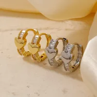 1 Pair Shiny Heart Shape Plating Copper Zircon K Gold Plated Rhodium Plated Earrings main image 1
