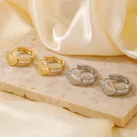 1 Pair Shiny Heart Shape Plating Copper Zircon K Gold Plated Rhodium Plated Earrings main image 3