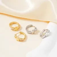 1 Pair Shiny Heart Shape Plating Copper Zircon K Gold Plated Rhodium Plated Earrings main image 4