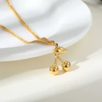 Wholesale Jewelry Sweet Cherry 304 Stainless Steel 18K Gold Plated Necklace Grinding Chain main image 6