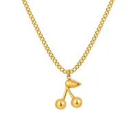 Wholesale Jewelry Sweet Cherry 304 Stainless Steel 18K Gold Plated Necklace Grinding Chain main image 9
