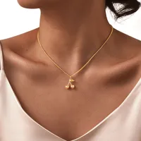 Wholesale Jewelry Sweet Cherry 304 Stainless Steel 18K Gold Plated Necklace Grinding Chain main image 3