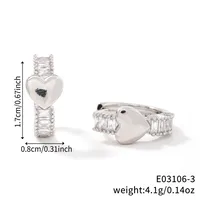 1 Pair Shiny Heart Shape Plating Copper Zircon K Gold Plated Rhodium Plated Earrings sku image 4