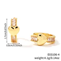 1 Pair Shiny Heart Shape Plating Copper Zircon K Gold Plated Rhodium Plated Earrings sku image 1