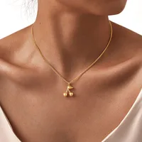 Wholesale Jewelry Sweet Cherry 304 Stainless Steel 18K Gold Plated Necklace Grinding Chain main image 8