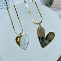 IG Style Simple Style Heart Shape 304 Stainless Steel Acrylic 18K Gold Plated Women's Pendant Necklace main image 1