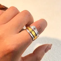 Vintage Style Classic Style Heart Shape 304 Stainless Steel Mixed Metal Plating 18K Gold Plated Women's Open Rings sku image 1