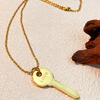 Vintage Style Classic Style Leaf Key 304 Stainless Steel Plating 18K Gold Plated Women's Pendant Necklace main image 4