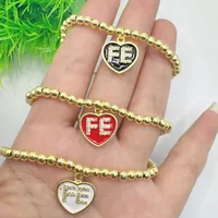 Casual Simple Style Letter Heart Shape Copper Polishing Enamel Plating Zircon 18K Gold Plated Women's Bracelets main image 1