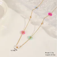 Casual Cute Simple Style Flower 304 Stainless Steel Plating Inlay Imitation Pearl Crystal Plated With KC Gold Women's Necklace main image 2
