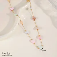 Casual Cute Simple Style Moon Heart Shape 304 Stainless Steel Plating Inlay Acrylic Plated With KC Gold Valentine'S Day Women's Necklace main image 2
