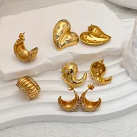 Vacation Classic Style Water Droplets Heart Shape Inlay 304 Stainless Steel 18K Gold Plated Earrings main image 5
