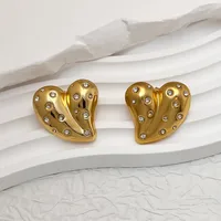 Vacation Classic Style Water Droplets Heart Shape Inlay 304 Stainless Steel 18K Gold Plated Earrings main image 7