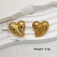 Vacation Classic Style Water Droplets Heart Shape Inlay 304 Stainless Steel 18K Gold Plated Earrings main image 2