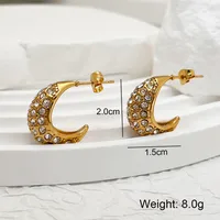 Vacation Classic Style Water Droplets Heart Shape Inlay 304 Stainless Steel 18K Gold Plated Earrings sku image 4
