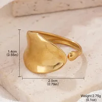 Retro Classic Style Geometric Starfish Heart Shape 304 Stainless Steel Plating Women's Open Rings sku image 4