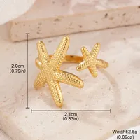 Retro Classic Style Geometric Starfish Heart Shape 304 Stainless Steel Plating Women's Open Rings sku image 6