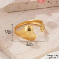 Retro Classic Style Geometric Starfish Heart Shape 304 Stainless Steel Plating Women's Open Rings sku image 8