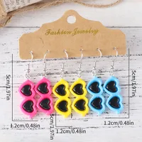 1 Set Retro Heart Shape Resin Drop Earrings main image 2