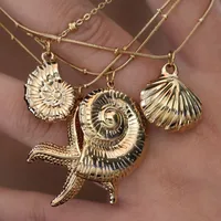 Marine Style Beach Starfish Conch Shell Titanium Steel Plating Unisex Pendant Necklace main image 3