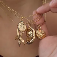 Marine Style Beach Starfish Conch Shell Titanium Steel Plating Unisex Pendant Necklace main image 2