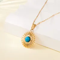 Simple Style Water Droplets Heart Shape Flower Titanium Steel Plating Women's Pendant Necklace sku image 4