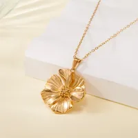 Simple Style Water Droplets Heart Shape Flower Titanium Steel Plating Women's Pendant Necklace sku image 32