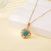 Simple Style Water Droplets Heart Shape Flower Titanium Steel Plating Women's Pendant Necklace sku image 31