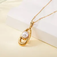 Simple Style Water Droplets Heart Shape Flower Titanium Steel Plating Women's Pendant Necklace sku image 3