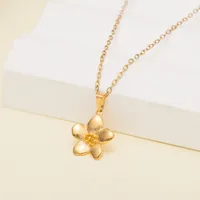 Simple Style Water Droplets Heart Shape Flower Titanium Steel Plating Women's Pendant Necklace sku image 18