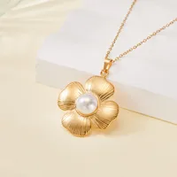 Simple Style Water Droplets Heart Shape Flower Titanium Steel Plating Women's Pendant Necklace sku image 28
