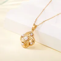 Simple Style Water Droplets Heart Shape Flower Titanium Steel Plating Women's Pendant Necklace sku image 20