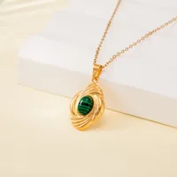Simple Style Water Droplets Heart Shape Flower Titanium Steel Plating Women's Pendant Necklace sku image 16