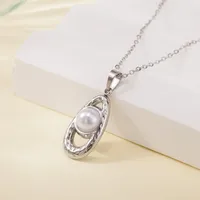 Simple Style Water Droplets Heart Shape Flower Titanium Steel Plating Women's Pendant Necklace sku image 2