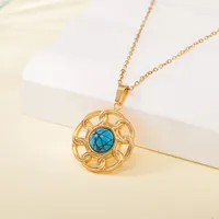 Simple Style Water Droplets Heart Shape Flower Titanium Steel Plating Women's Pendant Necklace sku image 6
