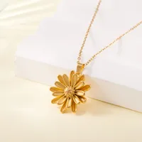 Simple Style Water Droplets Heart Shape Flower Titanium Steel Plating Women's Pendant Necklace sku image 33