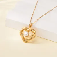 Simple Style Water Droplets Heart Shape Flower Titanium Steel Plating Women's Pendant Necklace sku image 26