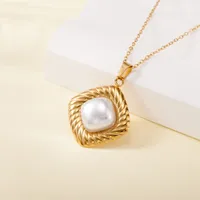 Simple Style Water Droplets Heart Shape Flower Titanium Steel Plating Women's Pendant Necklace sku image 12