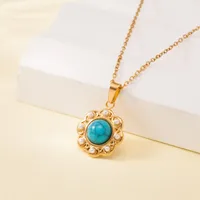 Simple Style Water Droplets Heart Shape Flower Titanium Steel Plating Women's Pendant Necklace sku image 8