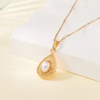 Simple Style Water Droplets Heart Shape Flower Titanium Steel Plating Women's Pendant Necklace sku image 13