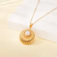 Simple Style Water Droplets Heart Shape Flower Titanium Steel Plating Women's Pendant Necklace sku image 27