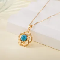 Simple Style Water Droplets Heart Shape Flower Titanium Steel Plating Women's Pendant Necklace sku image 21