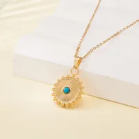 Simple Style Water Droplets Heart Shape Flower Titanium Steel Plating Women's Pendant Necklace sku image 9