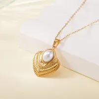 Simple Style Water Droplets Heart Shape Flower Titanium Steel Plating Women's Pendant Necklace sku image 19