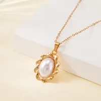 Simple Style Water Droplets Heart Shape Flower Titanium Steel Plating Women's Pendant Necklace sku image 14