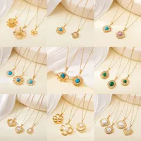Simple Style Water Droplets Heart Shape Flower Titanium Steel Plating Women's Pendant Necklace main image 1
