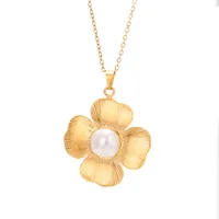 Simple Style Water Droplets Heart Shape Flower Titanium Steel Plating Women's Pendant Necklace main image 4