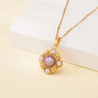 Simple Style Water Droplets Heart Shape Flower Titanium Steel Plating Women's Pendant Necklace sku image 30